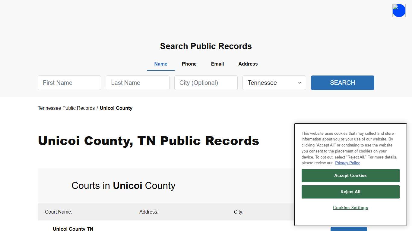 Unicoi County, TN Public Court, Arrest and Inmate Records - ThePublicIndex